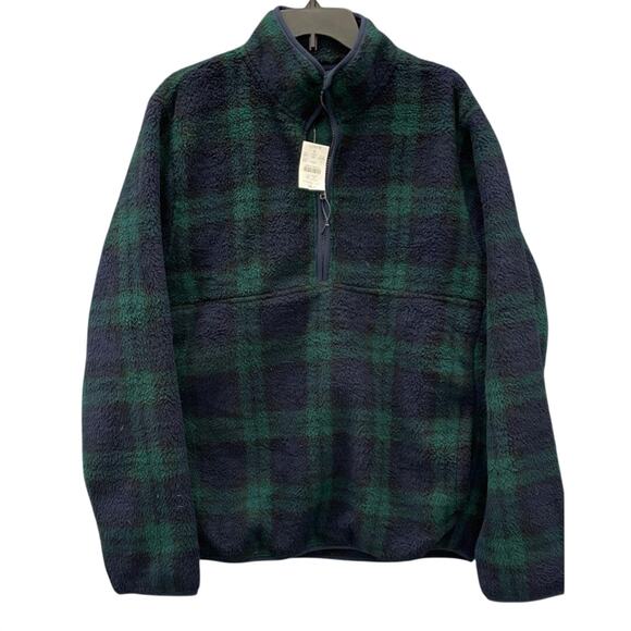 Copied - J.Crew Green Blackwatch Plaid Full Zip Fleece Jacket NWT L - Picture 4 of 6